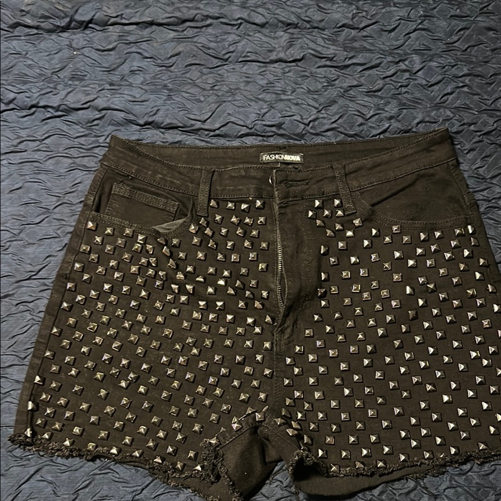 Fashion Nova Black Studded Shorts